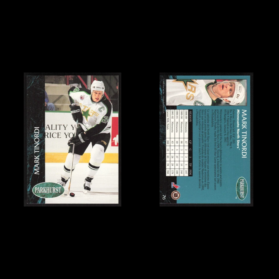 Mark Tinordi #76 1992 Parkhurst Minnesota North Stars Hockey Card NHL NM - Image 3 of 3