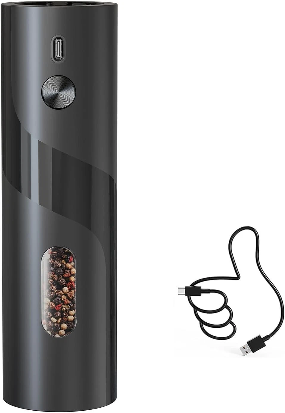 Electric Pepper Grinder Top-Refill Rechargeable Pepper Mill Grinder with 110ml C