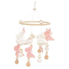 Crib Girl Butterfly Charm - Pink and Off-White Butterfly Crib Hanging