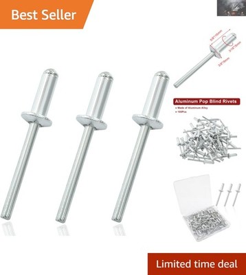 100 Dome Head Aluminum Blind Rivets 3/16'' x 5/8'' - Rust and Corrosion Resistant