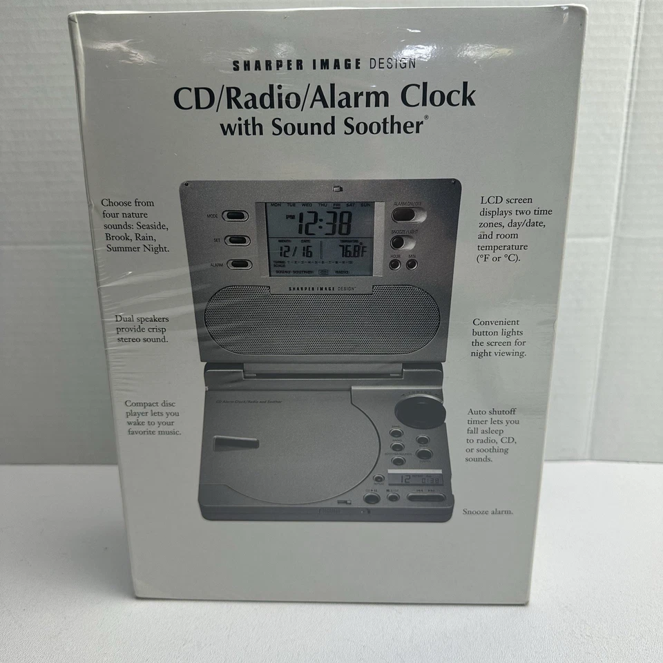 Sharper Image CD Radio Alarm Clock w/Sound Soother SI586 Works Great - Image 3 of 4