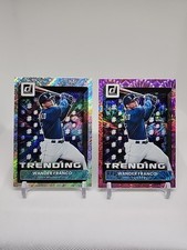 (2) 2022 Panini Donruss WANDER FRANCO RC Rookie Trending Blue & Pink Fireworks.