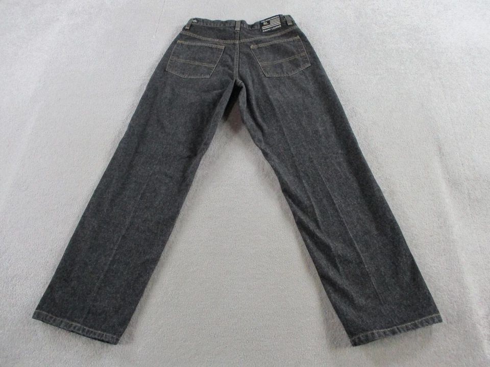 ВИНТАЖНЫЙ Ralph Lauren джинсы мужские 31 x 32 черный джинсовой ткани Y2K Skater мешковатые свободного кроя - Изображение 3 из 4