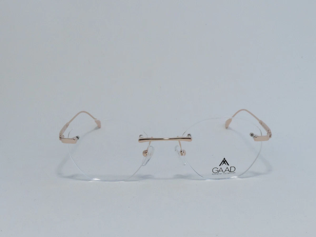 GAAD EYEWEAR 11808 OVAL RIMLESS EYEGLASS FRAMES GOLD 49 19 145