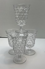 Fostoria American Clear Glassware Footed Low Water Wine Goblets 5 1/2" Set Of 4
