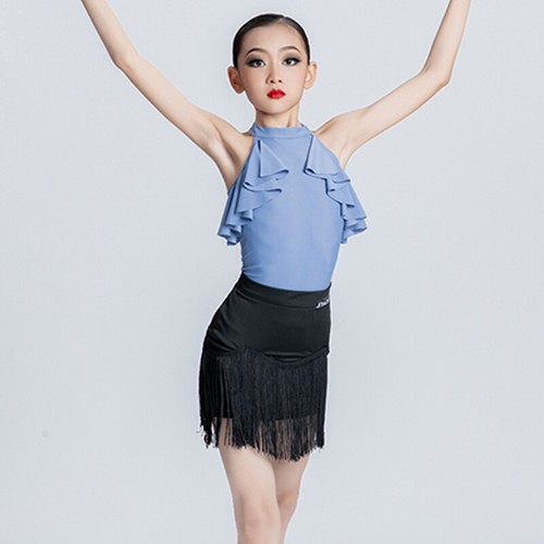 Girls Latin Dance Training Dancewear Professional Perform Practice Dance Dress - Picture 22 of 29