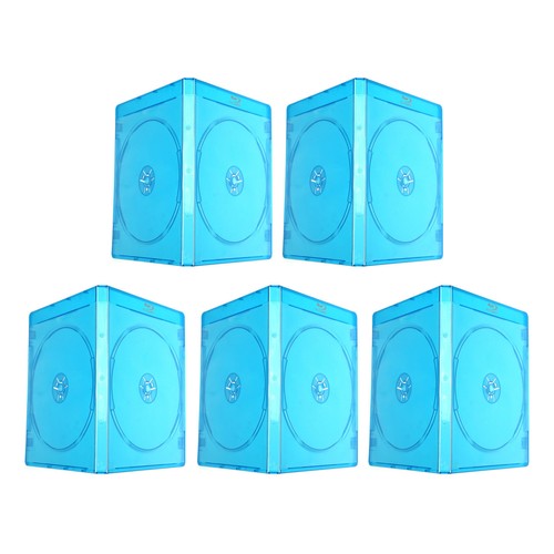 5 Lots DVD CD Empty Case Double Disc Storage Holder 11mm BluRay Logo Clear Cover - Picture 1 of 7