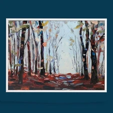 TRANQUILITY WITH NATURE. FOREST LANDSCAPE. ORIGINAL OIL PAINTING.