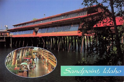 Sandpoint Idaho Cedar Street Bridge Vintage Continental Postcard Unposted