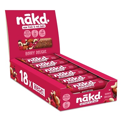 Nākd. Berry Delight Cold Pressed Bars Made of Fruits and Nuts, 100% Natural Ingr
