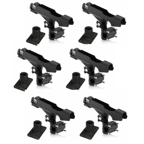 4/6pcs Kayak Boat Fishing Pole Rold Holder Rack 360° Adjustable Side Rail Mount