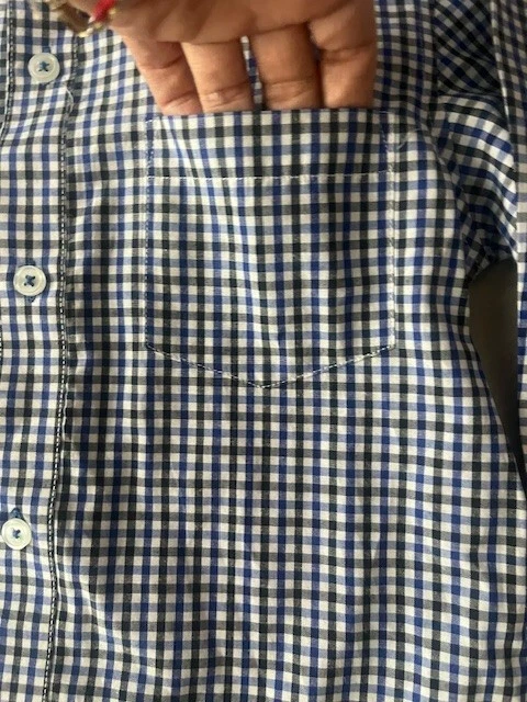 Английская рубашка для стирки мальчика детский размер 6 синий белый пистолет клуб на пуговицах длинным рукавом - Изображение 4 из 4