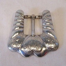 ROC Western Cowgirl Dress Silver Tone Heart Belt Buckle 3/4" wide belt