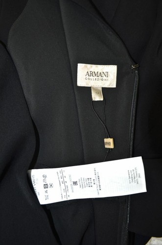 ARMANI COLLEZIONI Black V-Neck Twist Front Sculpting Techno Cady Maxi Gown 12 L - Picture 12 of 12