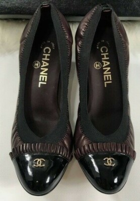 シャネル Beautiful Designer CHANEL Ladies Burgundy Leather Pump Shoes Size