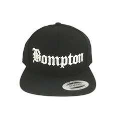 Bompton Classic Snapback Hat 3D Embroidered Adjustable Cap Yupoong Black