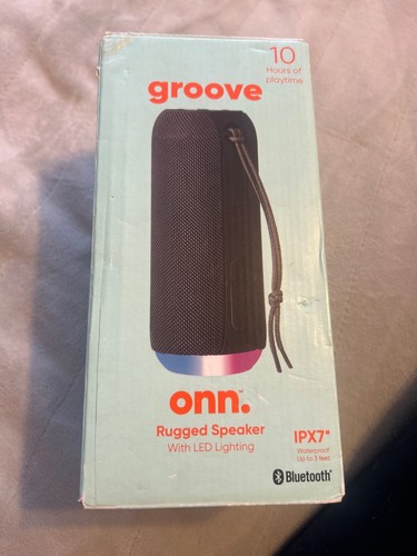 Onn Medium Rugged Speaker NAVY with LED Lighting Effect 12 Hrs. IPX7 Bluetooth