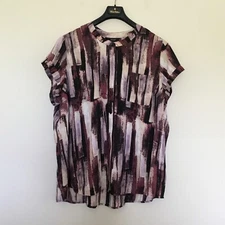 Simply Vera Vera Wang Essential Popover Top Blouse Plus Sz 3X Purple Abstract