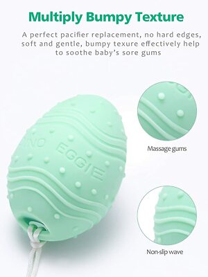 Dino Eggie Baby Teether Egg Teething Toy Rattle 2M+ Mint green