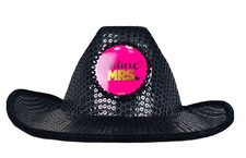 Bride Cowgirl Hat With Pink Veil Women  s Black Cowboy Hat Bachelorette Party OS