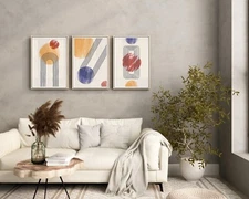 Minimalist Wall Art Design With Primitive Shapes Canvas Framed Printable Print