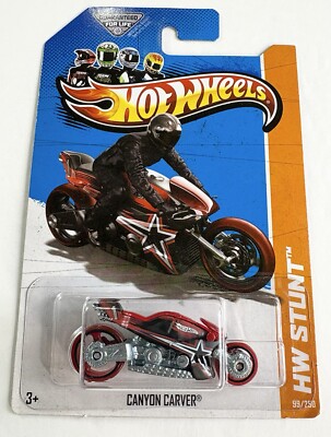 2013 Hot Wheels HW Stunt Red Canyon Carver #99 1:64 Scale Diecast Motorcycle