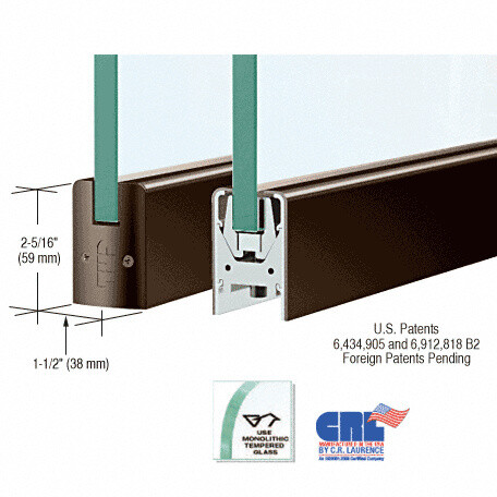 Schwarz Bronze 1/2" Glas Niedriges Profil Quadratische Türschiene ohne Schloss - 35-3/4" Le - Bild 1 von 2