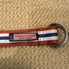 Vineyard Vines Boys Pop Stripe Red White Blue Ribbon D-ring Belt Size Large