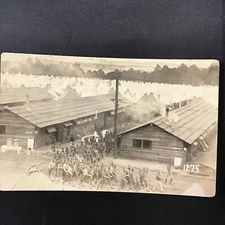 c 1918 Army Camp WW1 Tents Mess Hall Military Photo Postcard Post Card