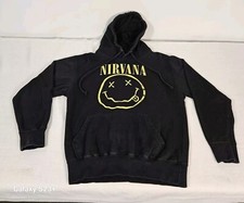 Nirvana Hoodie Mens Size Medium Black Long Sleeve X Eyes Smiley Face