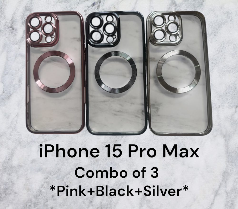 Combo 3~Apple iPhone 15 Pro Max Cases~Camera Covers~Magnetic Mag Safe~Shockproof