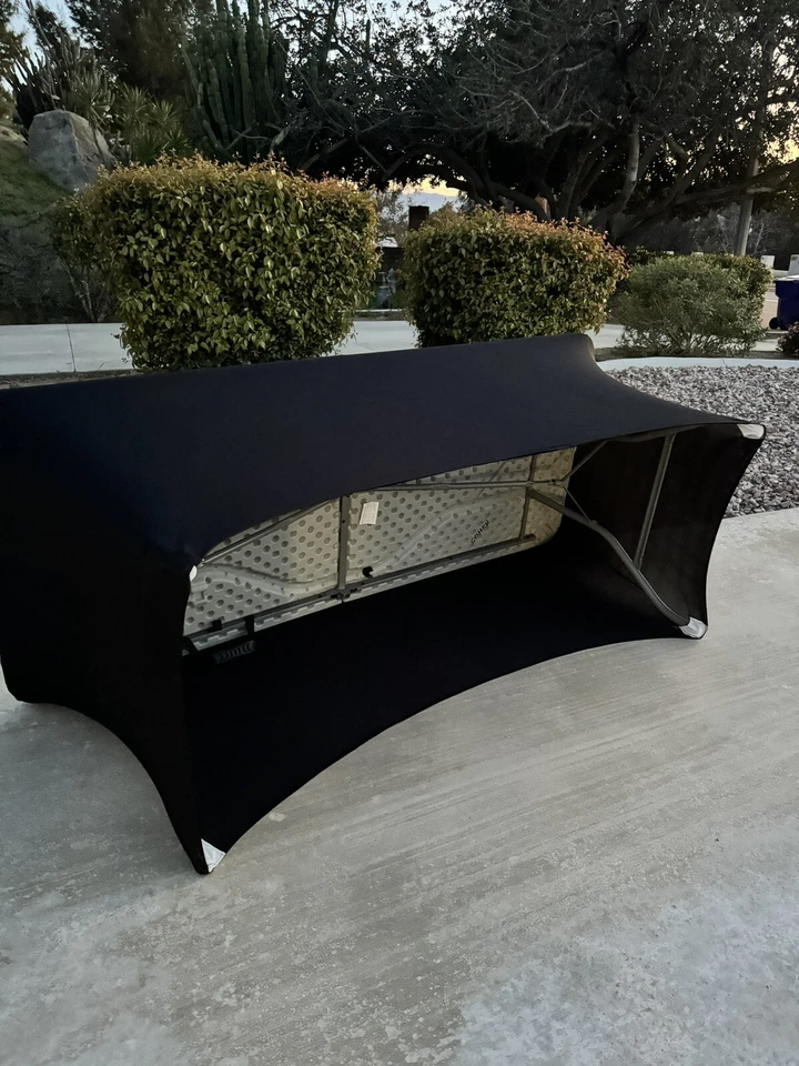 (10 Pcs) 6ft Spandex Fitted  Rectangle Stretch Table Cover Wedding Party Black - Image 4 of 4