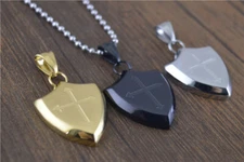 Armor of God Men's Stainless Steel Cross Necklace Joshua 1:9 (Includes chain)