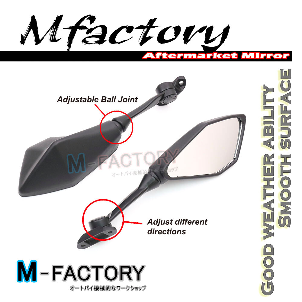 Smoke & Mirrors 6こ ZX14 CHROME MIRRORS W/ MIRROR BASES 2006-2020 KAWASAKI NINJA