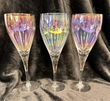 Fairlane Bohemia Crystal Crystalex Stemmed Iridescent Wine Glass Water Goblet