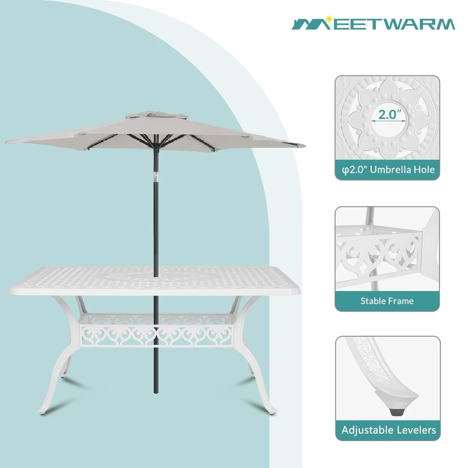 7 Piece Outdoor Dining Set Cast Aluminum Patio Table Chairs Set for 6 Person — 第 4/4 张图片