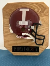 Vintage, Indiana University football helmet, plaque, Riddel, display 9.5 X 8