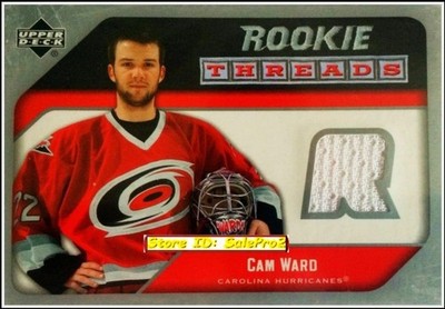 UPPER DECK 2005 CAM WARD RC CAROLINA HURRICANES #RTCW ROOKIE WHITE GAME JERSEY