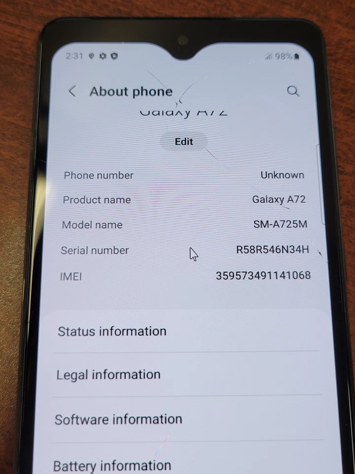 Smartphone Samsung Galaxy A72 (SM-A725M) 128GB (Claro) - *LEER* - H3859 Foto 3 de 4