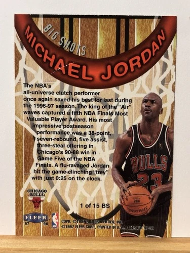 Fleer Ultra Big Shots Michael Jordan Bulls 1997-98 NBA Insert Card #1 BS