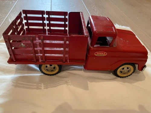 1963 Red Tonka Stake Truck - All Original Components, Vintage