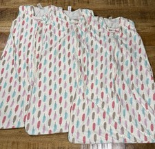 Lot 3 Baby Sleep Sacks 12-18M Organic Cotton Feather Print Zip Wearable Blanket