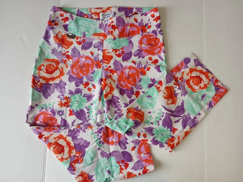 Peack&Peck Mujer Capri Talla 4P Floral Elastizado Rayón Nylon Pull-On Foto 2 de 4
