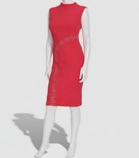 Halston Womens Red Rhinestone Embellished Sheath Dress Size 6