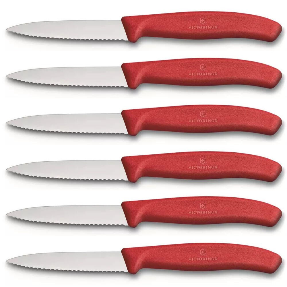 Victorinox Serrated Paring Knife 8cm Red Set 6pc
