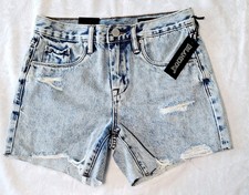 New Blank NYC Distressed 5 Pocket Denim Shorts Raw Hem 4" Inseam Size 24