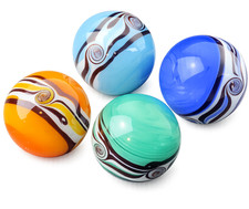 RIPTIDE 16mm Handmade Art Glass Banded 5/8" Marbles  Stand