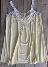 VTG 60s Sears Yellow Chiffon Nylon Sheer Babydoll Nightgown Lace Trim EUC Large