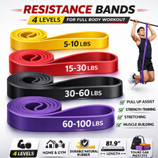 Resistance Bands Set Pull Up Assist Bands Exercise Workout Fitness 4 Levels