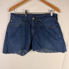 Levi's Cut Off Denim Shorts Stretch Distressed Mid Rise Womens Blue Size 32